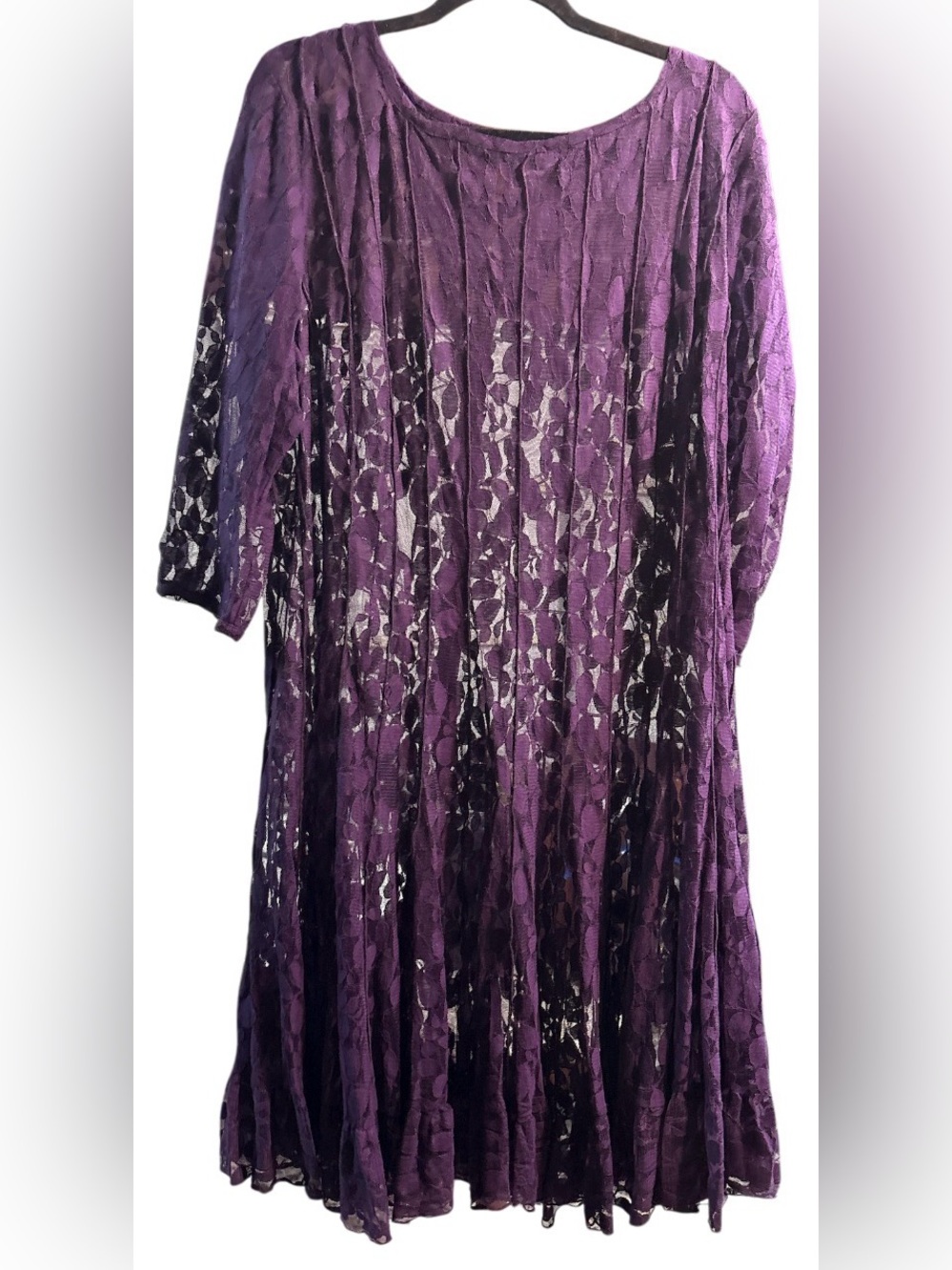 MSK Purple Lace Fit & Flare Dress with Satin Waist Tie - Picture 2 of 7